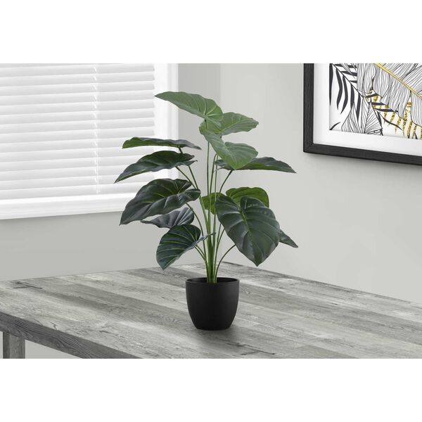 Black Green 24-Inch Alocasia Indoor Table Potted Real Touch Artificial Plant, image 2